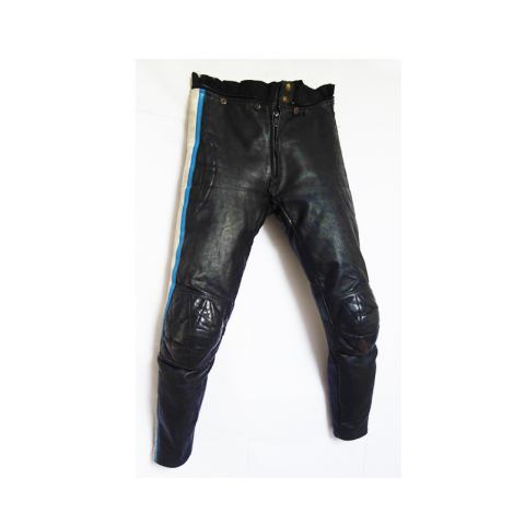 Pantaloni in pelle nera da enduro motocross taglia S.