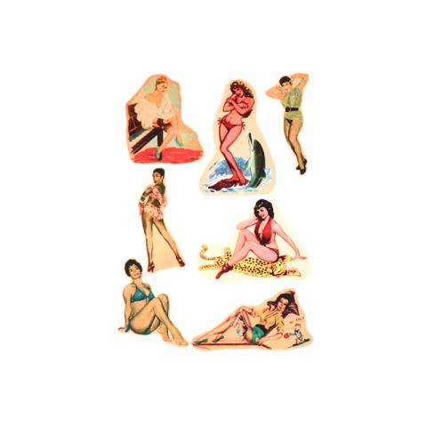 Decalcomanie serie - Pin Up 2 - foglio A4 con 7 personaggi