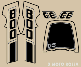 Serie adesivi BMW R 80 GS nera e rossa paralever